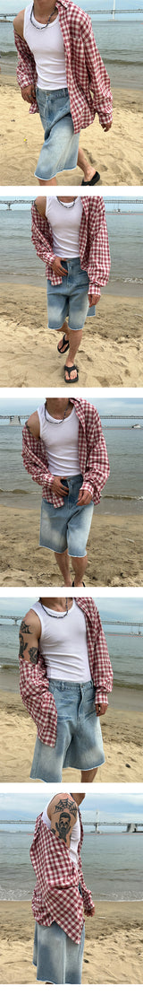 [S/S] Domingo washing bermuda denim pants