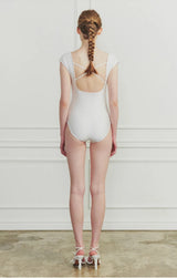 DEW COWL SWIMSUIT white