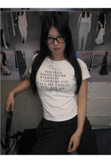 リボンレタリングラウンド半袖Tシャツ
