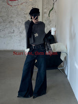 Trend Belt Wide Bootcut Denim Pants