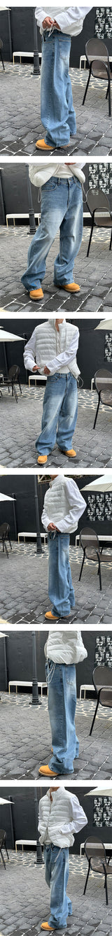 [Unisex] Hive curve line denim pants(2color)