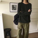 シクダメージラウンドルーズフィットロングスリーブニット