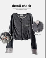 Sharo Layered Slim Fit Button Long Sleeve Cardigan