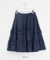 Chiyo Check Frill Tiered Midi Skirt