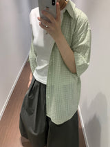 テリーヌシアーサッカーチェックシャツ (3color)