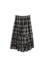 frill checkered long skirt