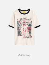 No.1295 never printing ringer half T (3color)