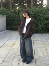 Thyssen ウォッシングデニムワイドパンツ