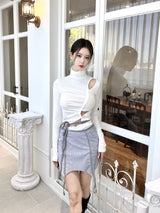 1080. Cut out leather strap mini sk (2color)