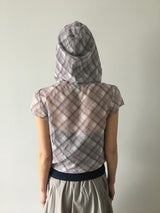 Plaid chiffon シャーリングジップアップ (2color)