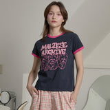 Maltese archive line graphic ringer half sleeve T-shirt
