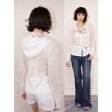 Long mesh sun-protective cardigan jacket