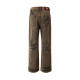 TIE SPRAYED BOOT CUT SUEDE PANTS