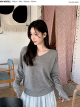 PEウールVネックルーズフィットラグランニット (5color)