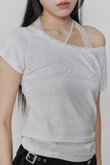 PETALINE LACE TEE white