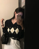 [BELLIDE MADE] ルーズフィットアーガイルVネックニットウェア