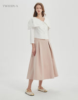 May pintuck flare long skirt