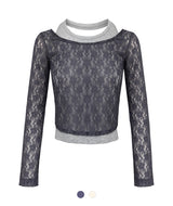Double Neck Sheer Lace Top