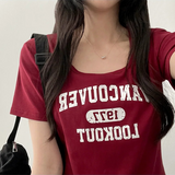 ローブレタリングスクエアネックショートスリーブTシャツ