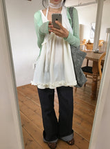 Shoto Deep-V Ruffled Layered Sleeveless Blouse