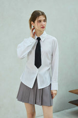 LOWELL SLIM FIT STRIPE SHIRRLING SHIRT / WHITE