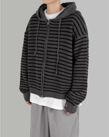 マロンフードニットジップアップ(Dark Gray)