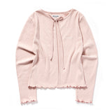 RIBBON PUNCHING CARDIGAN_PINK