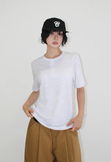 3ボタンヘンリーネックTシャツ