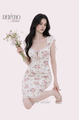 Antique Floral Perfume Skirt Two-Piece Set (blouse+skirt set)