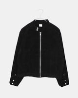 Apit Suede High-Neck Stud Seam Long Sleeve Jacket