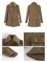 Lux wool belt padded half coat