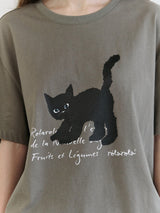 ローラキャットフレンズルーズフィットTシャツ カーキ