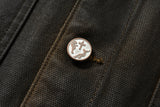 COATED WASHED PEARL SAILING LEOPARD PRINT FLEECE-LINED MICHIGAN JACKET.