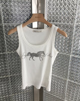 [ORIGINAL] Ash U-neck Lettering Ribbed Sleeveless