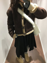 Femme Duffle Hooded Faux Shearling Jacket (2color)