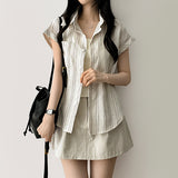 Bronze stripe roll-up short sleeve shirt