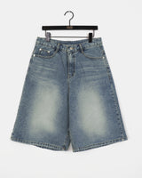 Taut Washed Wide Denim Bermuda Pants