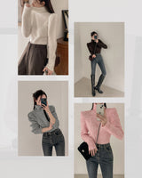 Wool turtleneck puff knit