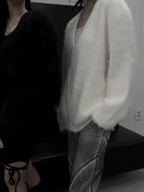 overfit blanc angora knit cardigan (unisex)