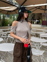 Jeanne Scarf Off Shoulder Tee