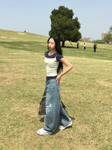 Curvy Crack Curved Denim Pants (1c)