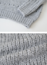 Lip Neck Knit Punching Loose Knit (7color)