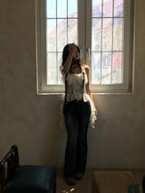 Lace Frill Two-Way Built-In Bra Sleeveless Top