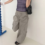 Checel Zipper Pocket Nylon Wide Two-Way Pants