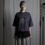 オーバーサイズ ヒップホップ ダンススタジオ ハートグラフィック 半袖Tシャツ_CHARCOAL