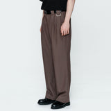 Two Pleats Wide Pants Brown
