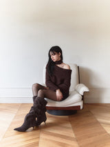 Muffler symbol knit set (Brown)