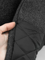 High-neck quilted adjust wool half coat