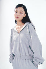 Pearl Hoodie Zip-Up Gray