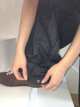 Maroon Side Button Wide Denim Pants